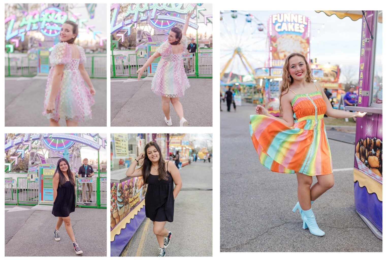 high school senior girls in colorful dresses at spring carnival in Valdosta, Georgia