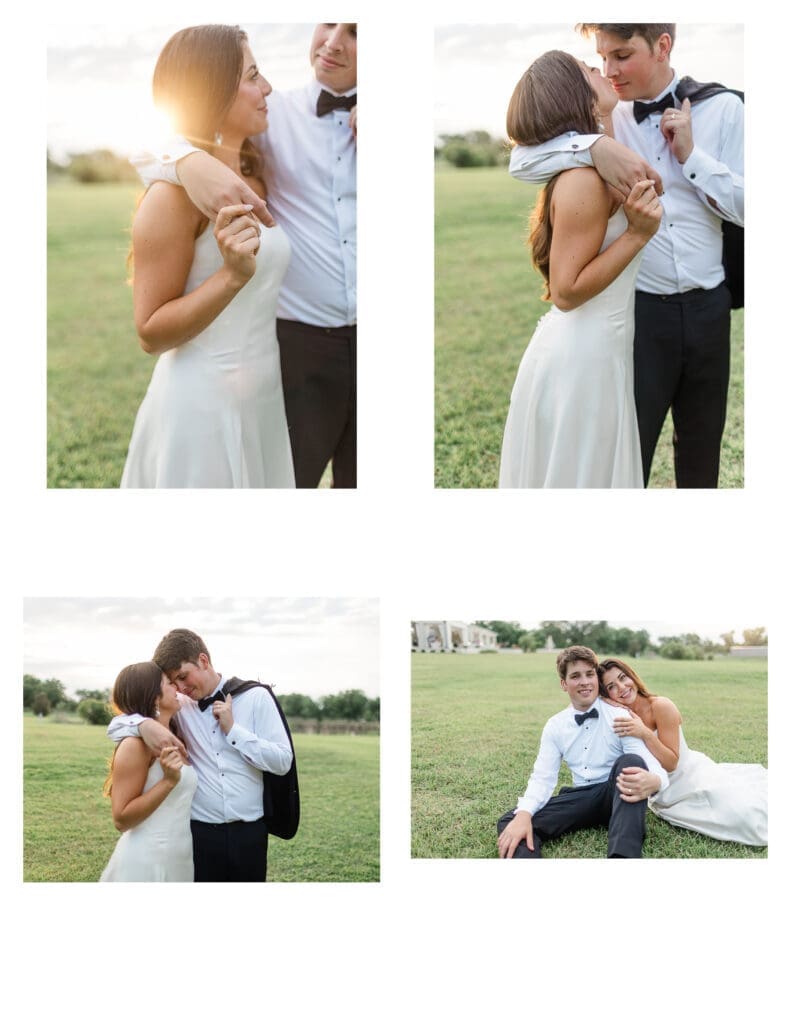 Romantic bride and groom portraits at Hallabrook Hill following their spring wedding ceremony
